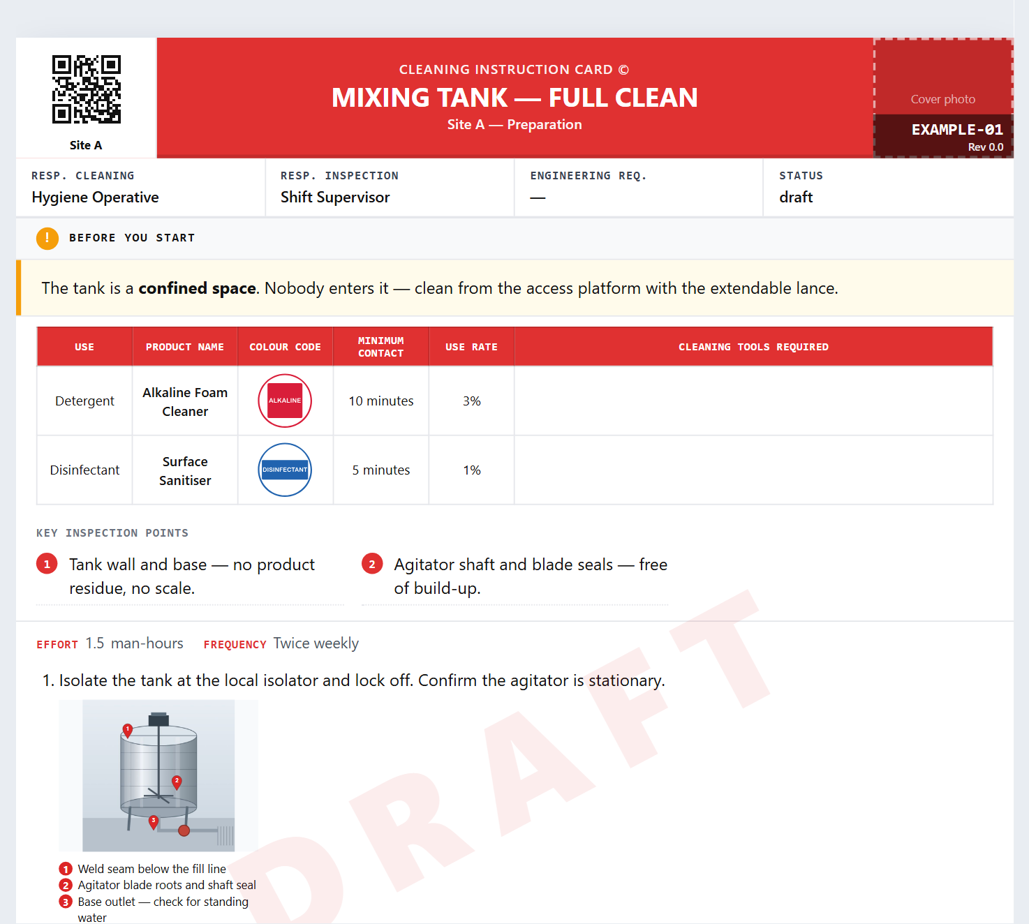 The print preview pane showing a card with a large faint diagonal DRAFT watermark across the page.