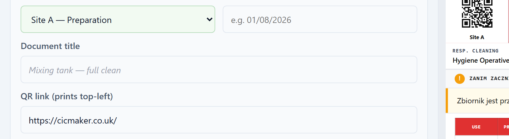 A close-up of the Document title field while editing in Polish. The field is greyed out and cannot be typed into.